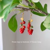Cute raspberry earrings, red berry earrings, fruit earrings, summer earrings gift for her